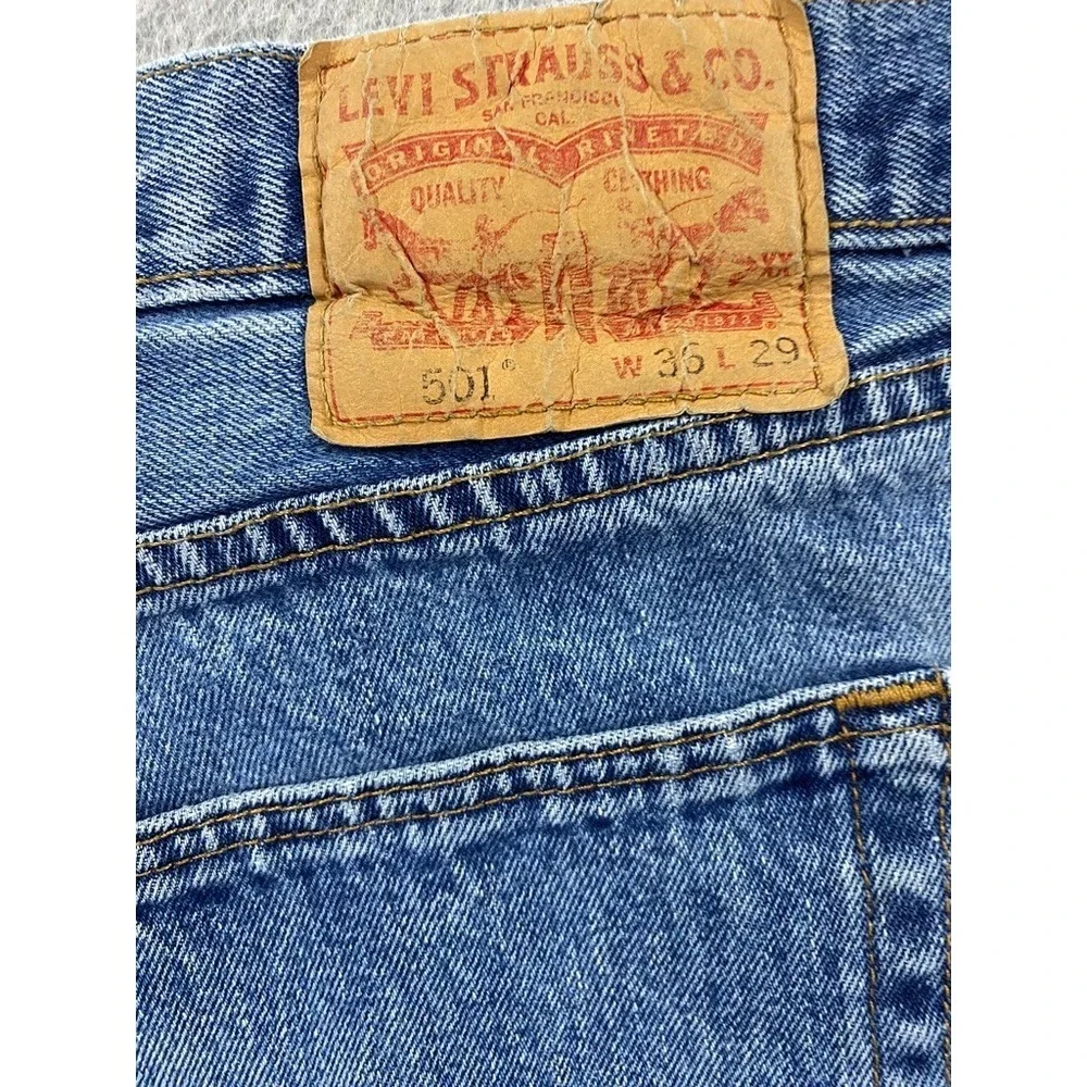 Levi's 501 XX Button Fly Jeans Men 36x29 Blue Straight Cowboy Classic‎ Denim